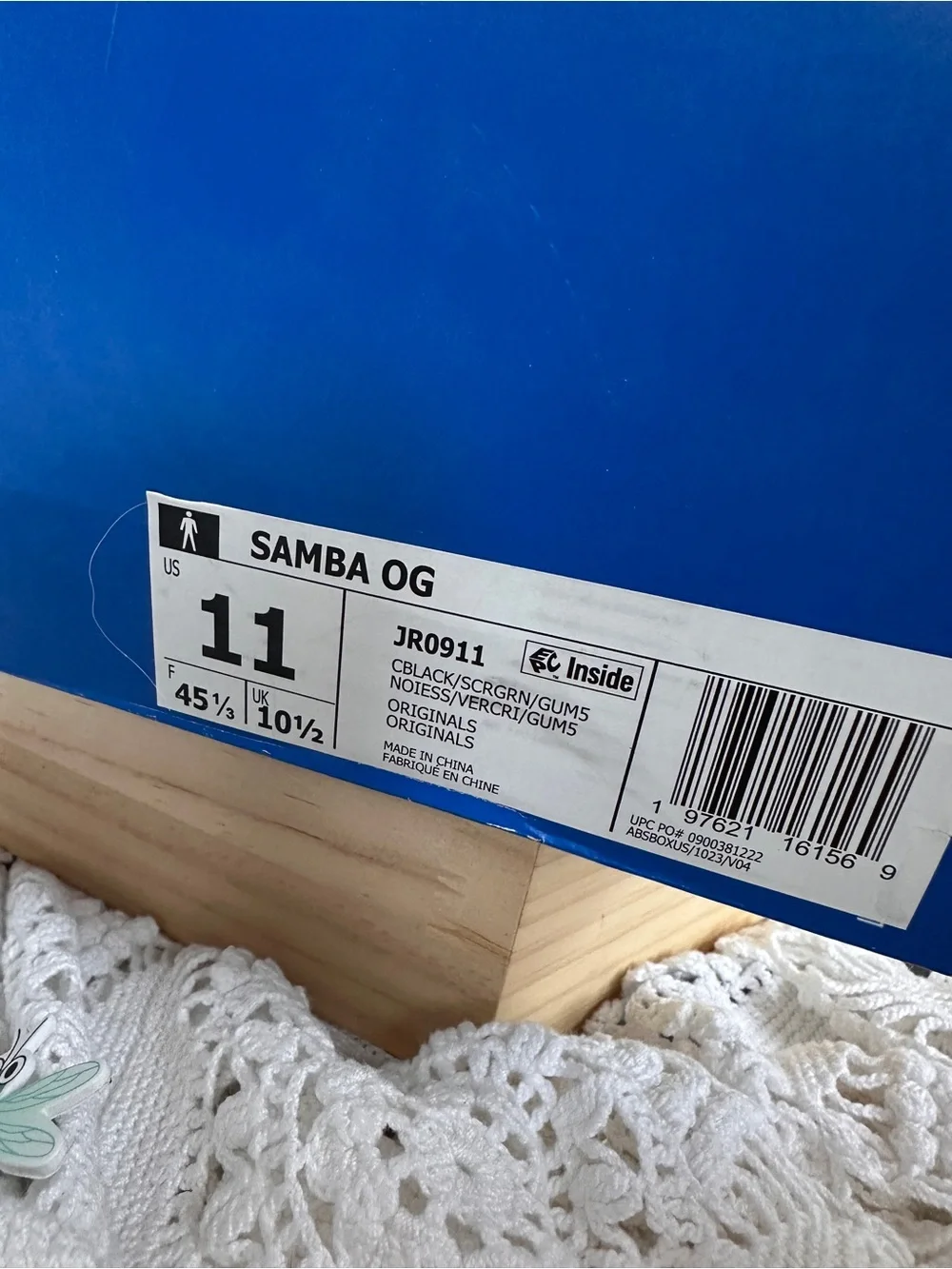 adidas Samba OG Black Screaming Green Gum JR0911 Men's Size 11 BNIB Deadstock